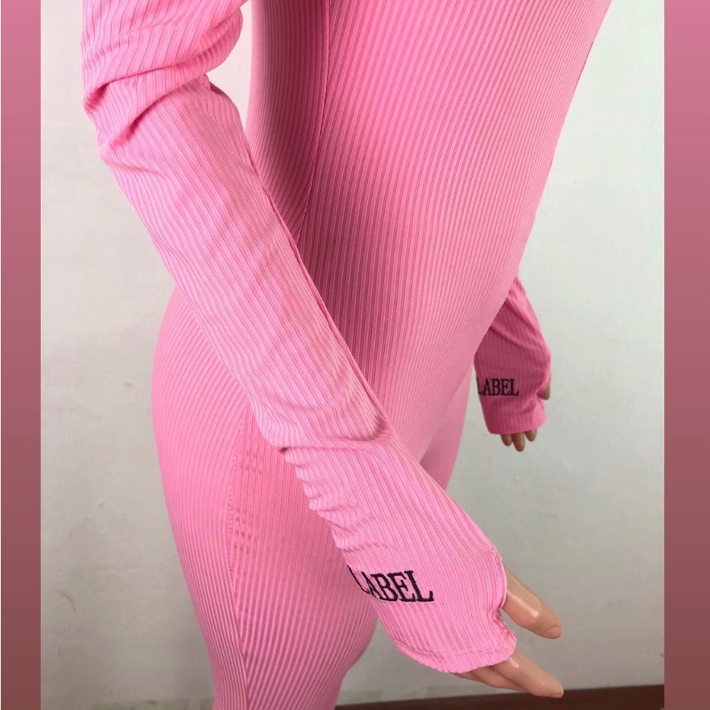 Pink LUCKY LABEL Ribbed Jumpsuit - Picture 3 of 7
